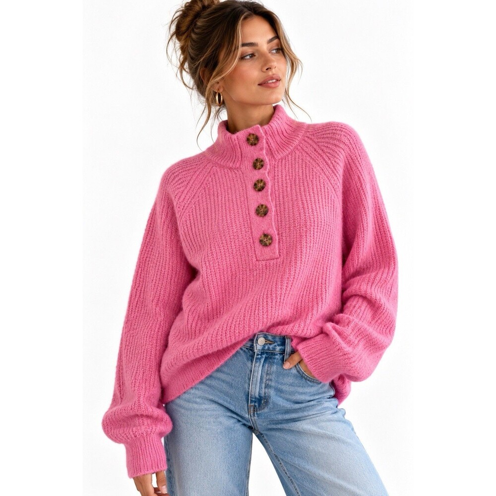 Marine Layer Womens Evelyn Dream Yarn Pullover Sweater XL Pink Punch Wool Alpaca